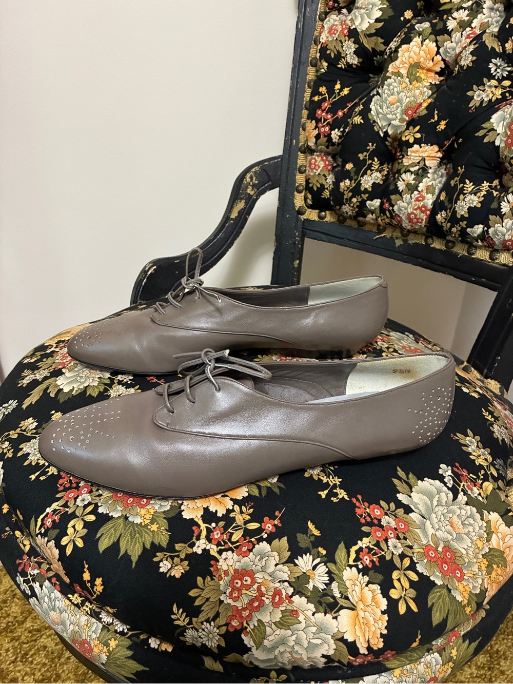 NWOB Vintage Pappagallo Made in Spain Taupe Leather Lace-Up Oxfords - Picture 7 of 14